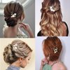 6 Pieces Flower Pearl Wedding Hair Pins, Handmade Gold Leaf Bridal Hair Styling Pins Headpiece Jewelry for Brides Bridesmaids and Flower Girls(Flower Pearl Style)