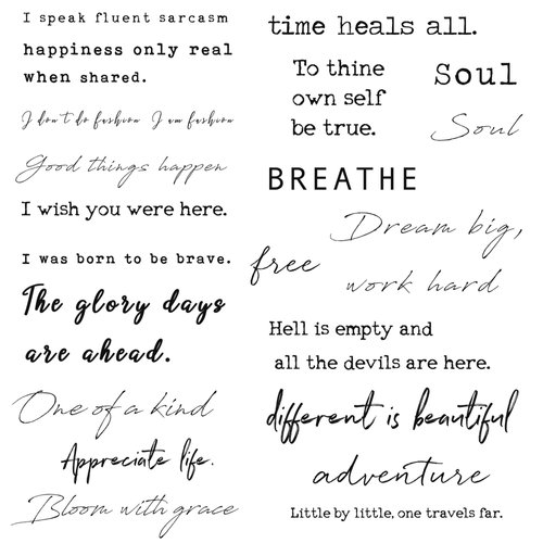 Everjoy Realistic Temporary Tattoos - 20 Individual Line Pcs, Waterproof Inspirational Words for Adult, Women (Words) Black