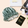 ZIMASILK 100% Mulberry Silk Bonnet for Women Hair Care, Double Layered, Silk Hair Wrap for Sleeping with Elastic Stay On (1Pc, Greyish Green+Ivory)