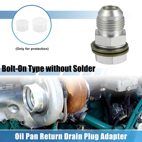 uxcell Universal 10AN-M18x1.5 Turbo Oil Pan Return Drain Plug Adapter Oil Pan Return Drain Plug Fitting with Bolt and Sea O-Ring Rust Resistance Metal Steel Bolt On Type Silver Tone