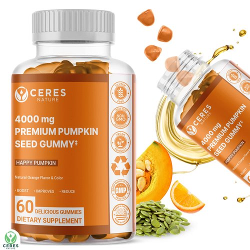 Pumpkin Seed Oil Gummies 4,000 mg for Hair Growth, Urinary Tract Support, Bladder Control Supplement, Younger Looking Skin & Face, Rich in Omega 3, Omega 6 & Essential Fatty Acids– Sugar-Free!