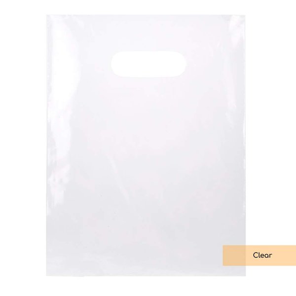 ClearBags 100 Clear Handle Bags 9x12, Extra Thick 2.25 Mil Retail Plastic Shopping Merchandise Gift Bags Tear Resistant Strong Durable Anti Stretch For Small Business LDPE Die Cut, 100% Recyclable