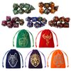 Grajar 35Pcs DND Dice Set with 5 Colorful Animal Patterned Dice Pouches, Polyhedral Dice Sets for Dungeons and Dragons D&D TTRPG MTG Table Role Playing Games Starry Sky