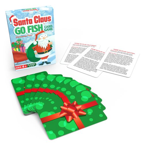 Santa Claus Go Fish – A Family Christmas Game for Kids Ages 4 & Up | Go Fish, Old Maid, and Slap Jack in One Deck (Holiday Stocking Stuffers, Gift for Boy or Girl, Fun Family Board Game Night)