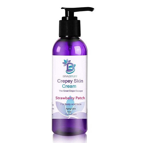 Diva Stuff Crepey Skin Cream Strawberry Patch, For Face & Body, Increases Collagen And Reduces Wrinkles & Fine Lines, Alpha Hydroxy Acids, Hyaluronic Acid, Honey, Coconut Oil, Argan Oil (8 oz)