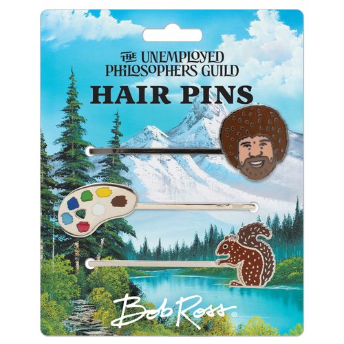 Bob Ross 3 Hair Pins Set - Ross, Paint Easel, and Squirrel