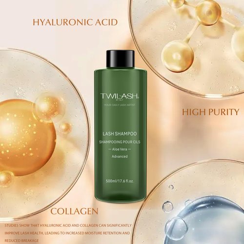 500ml Lash Shampoo Bulk, High-Purity Eyelash Cleanser for Extensions, Safe Makeup Remover, Non-irritating or Burning Formula Eyelid Foaming Cleanser for Professional Salon and Home Use (Aloe Vera)