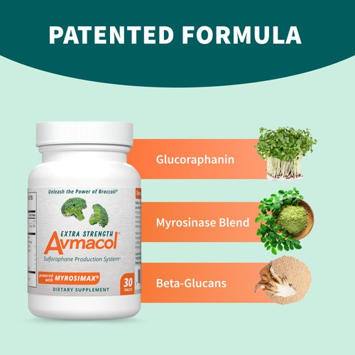 Nutramax Laboratories Avmacol Extra Strength Sulforaphane-Producing Supplement for Detoxification, Antioxidant Support, Immune Health, Adults & Children, Moringa, 30 Tablets
