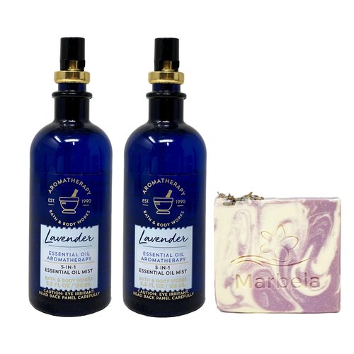 Bath & Body Works Aromatherapy Lavender 2 Pack 5-in-1 Essential Oil Mist Set with a Lavender Dream Bar Soap - Full Size