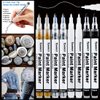 White Paint Pen, 8 Pack 0.7mm Acrylic Paint Pens with 2 White 2 Black 2 Gold 2 Silver Paint Pen Permanent Marker for Wood Rock Fabric Metal Plastic Ceramic Acrylic Paint Markers Extra Fine Tip