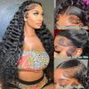 Ferzzon 28 Inch Deep Wave Lace Front Wigs Human Hair 150% Density Pre Plucked HD Lace Frontal Wig Deep Wave Deep Wave Hd Lace Frontal Wigs for Black Women 13x4 HD Lace Front Wigs Natural Color