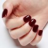 GLAMERMAID Press on Nails Extra Short Squoval, Christmas Handmade Gothic Burgundy Jelly Gel Glue on Nails, 24Pcs Glossy Round Reusable UV Finish Fake Nails Acrylic False Nails Manicure Kits for Women