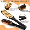 CHENGU 2 Pcs Hair Straightening Combs, Boar Bristles Clamp Double Sided Brush & V Shaped Styling Hair Comb, For Straightening Knotty Unkempt Hair (Gold, Black)