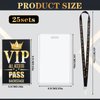 FIONUPI 25 Sets VIP Badge Lanyards with Plastic VIP Pass Card Holder Black and Gold VIP Pass Cards Breakaway Lanyard PVC for Backstage Concert Event Birthday Award Movie Night Party Organizer