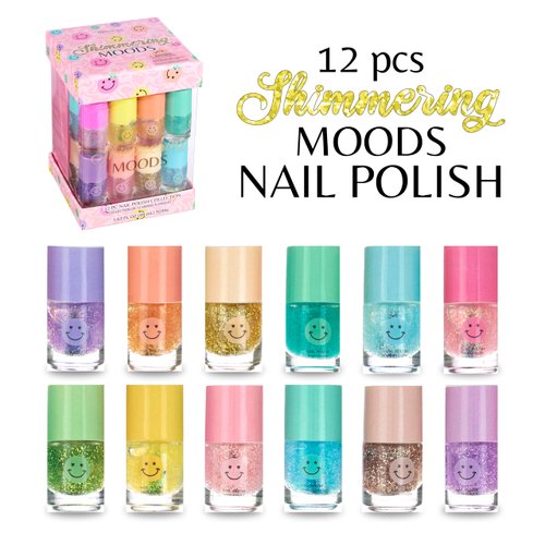Expressions 12pc Nail Polish Cube – Shimmering Nail Polish Colors for Every Mood, Cute Nail Polish Manicure Kit & Pedicure Kit For Girls, Kids Nail Polish Gift Set