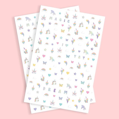 xo, Fetti Kids Unicorn Nail Stickers - 524 Decals | Birthday Girl Party Favors, DIY Home Activity, Gift, Cute Nail Transfer, Rainbow, Butterfly, Easter Basket