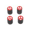 GRAPHICS & MORE Peace Sign Red - Tire Rim Valve Stem Caps - Black