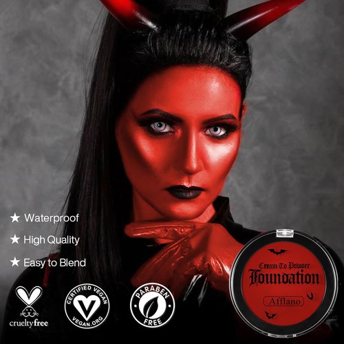 DE'LANCI Red Face Paint Halloween Goth Clown Makeup, Professional Red Face Paint Foundation Makeup, Smooth Semi-matte Face Paint Red SFX Makeup, Safe Red Body Paint for Joker Stage Vampire Costumes