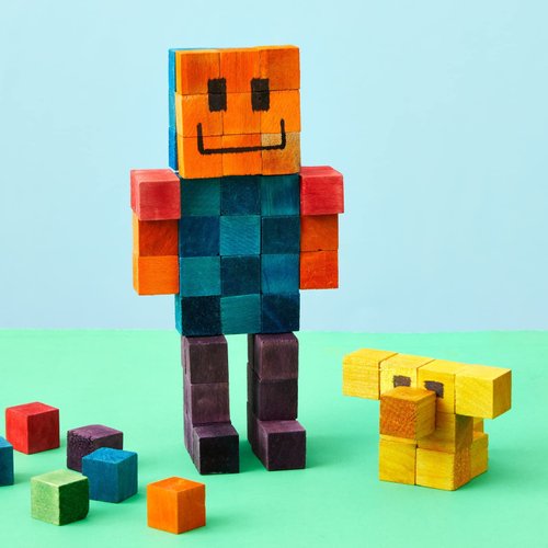 Bright Creations 100 Piece Wooden Blocks for Crafts, Colorful Small Cubes (6 Colors, 0.6 in)