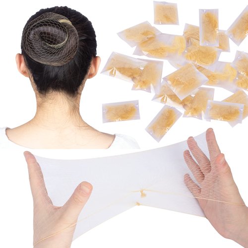 WeKen Blonde Invisible Elastic Edge Mesh Hair Nets - 100Pcs Individual Package for Food Service, Ballet, and Sleeping - 20 Inches Long