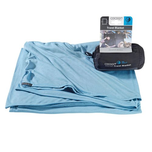COCOON - Coolmax Travel Blanket | Compact Throw Blanket for Camping and Hiking | Fits in Backpack | Attaches to Luggage | Travel Essential | Fast Drying (Regular 70" x 55"- Ocean Blue)