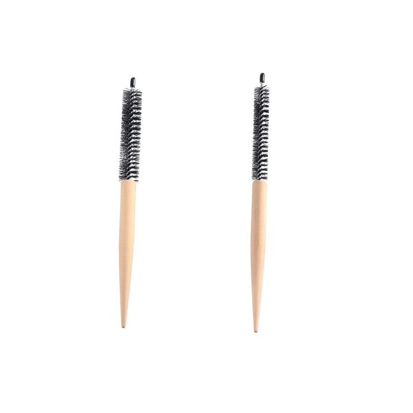 2pcs Mini Roller Quiff Hair Combs,2 Style Small Round Hair Brushes Wood Handle Small Volumizing Bangs Hair Brush Curly Hair Styling Tools 16mm 20mm