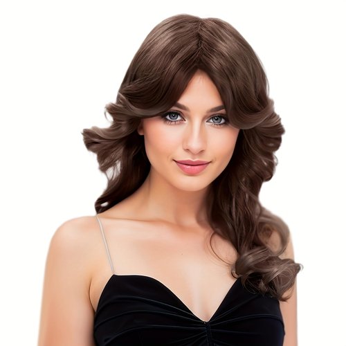 H&Bwig farrah fawcett wig,70s Wigs for Women Brown,Feathered Wigs Disco,Vintage Womens Hair Wig, Long Natural Synthetic Wigs for Lady, party Cosplay Costume Fashion Accessory