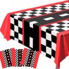 3pcs Race Car Tablecloth, Car Theme Birthday Decorations Supplies, Plastic Road Tablecloth, Rectangular Racetrack Tablecloth, Checkered Racetrack Table Runner TableCovers for Kids, 54 x 108 Inch