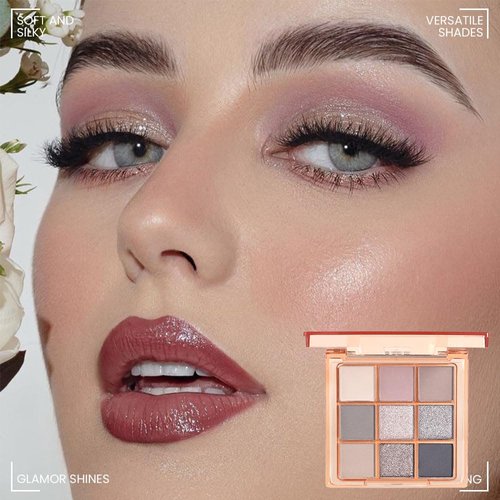 WanTuoluo 9 Colors Blue Smoky Matte Shimmer Eyeshadow Palette for Eye Makeup,High Pigmented Brown Purple Eye Shadow Primers Powder Palet de sombras de ojos (Dark)