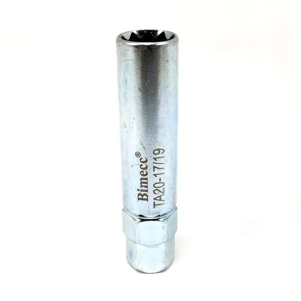 BIMECC TA20-17/19 10-Spline Lug Nut Tool Key, Passenger w/ 17mm & 19mm Hex Drive, Steel
