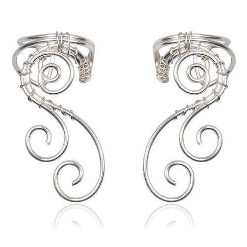 OwMell Non-Piercing Elf Ear Cuffs, Flexible and Durable, Handmade Alloy Metal, Fits Most Earring Sizes