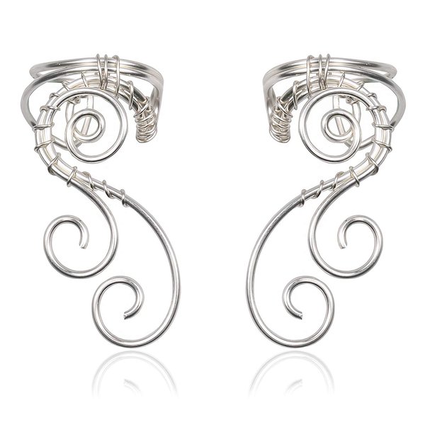 OwMell Non-Piercing Elf Ear Cuffs, Flexible and Durable, Handmade Alloy Metal, Fits Most Earring Sizes