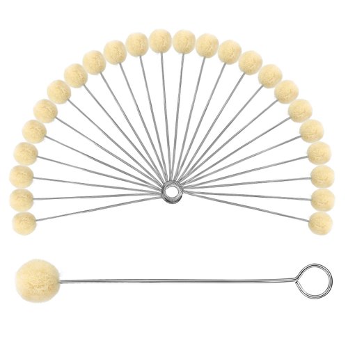 BUTUZE 25 Pcs Wool Daubers Wool Daubers Ball Brush Leather Dye Tool with Metal Handle Wool Daubers for Leather Dyes for DIY Crafts Projects