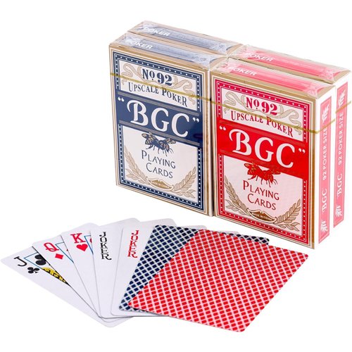 Homnso Playing Cards 4 Pack,Deck of Cards Bulk,Standard Index Poker Cards,Premium Playing Cards for Family Games,Parties and Gatherings,2 Red & 2 Blue