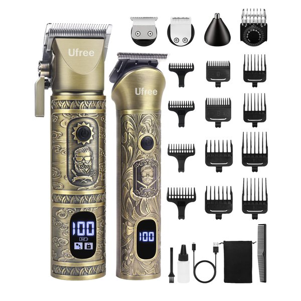 Ufree Beard Trimmer with Professional Hair Clippers for Men, Electric Razor Shavers for Men, Cordless Mens Grooming Kit for Nose, Face and Head, Barber Clippers and Trimmers Set, Gifts for Men