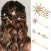 CAKURE Rhinestone Star Hair Bobby Pins Set Gold Crystal Hair Side Comb Shiny Crystal Decorative Hair Clips Wedding Hair Accessories for Women and Girls (Pack of 4) (a-gold)