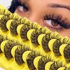 Uranian False Eyelashes Natural Look Faux Mink Lashes Russian Strip Lashes Extensions Wispy D Curl Long Eyelash Fluffy Volume Fake Eyelashes for Women Girls