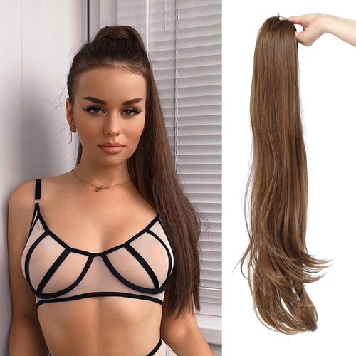 YOLANFAIRY 32 Inch Long Straight Drawstring Ponytail Extension Synthetic Hair Extensions Ponytail...