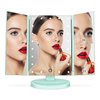 deweisn Tri-Fold Lighted Vanity Mirror with 21 LED Lights, Touch Screen and 3X/2X/1X Magnification, Two Power Supply Mode Make up Mirror,Travel Mirror (Green)