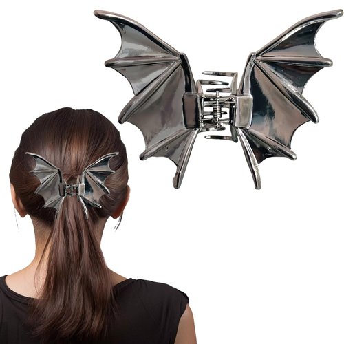 Vsdski Halloween Hair Clips Black Bat Wing Hair Claw Clips Gothic Hair Accessories for Women Metal Claw Clips for Thick Thin Hair Non-Slip Hairpins Strong Hold Hair Jaw Barrettes for Halloween Decor