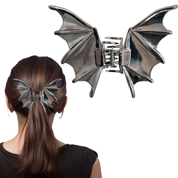 Vsdski Halloween Hair Clips Black Bat Wing Hair Claw Clips Gothic Hair Accessories for Women Metal Claw Clips for Thick Thin Hair Non-Slip Hairpins Strong Hold Hair Jaw Barrettes for Halloween Decor