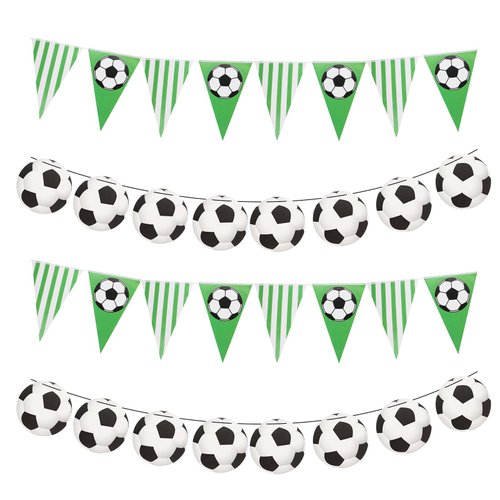 4 Pack Soccer Pennant Flag Soccer Party Supplies Soccer Banner Decoration Soccer Birthday Decorations Banner Soccer Birthday Garland Soccer Ball Paper Cutouts for Birthday Party Home Decor