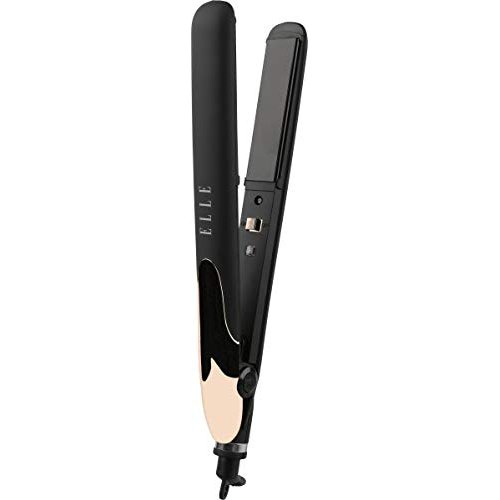 Elle 1" ceramic flat iron, For Silky Smooth Hair, Get Salon Quality Results, 30 s Heat up Time, Black