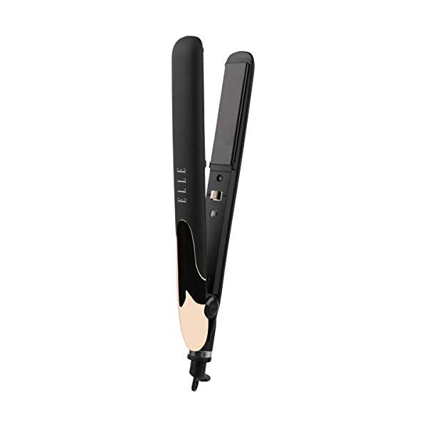 Elle 1" ceramic flat iron, For Silky Smooth Hair, Get Salon Quality Results, 30 s Heat up Time, Black
