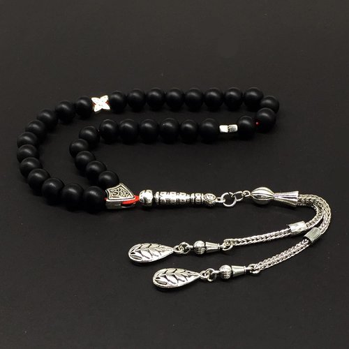ALBATROSART -Gentle Men Collection- Prayer Beads-Worry Beads-Tesbih-Tasbih-Tasbeeh-Misbaha-Masbaha-Subha-Sebha-Rosary (Synthetic Black Onyx Stone -8 mm 33 beads-)