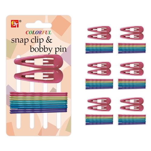 60 Pcs Colored Bobby Pins & 12 Pcs Snap Clips Hair Pins Small Mini Decorative Pain-Free Cute Bobbi Clips Strong Hold Non-Slip Styling Accessories for Girls Women Short Long Thick Thin All Hair Types (Hot Pink Assorted)