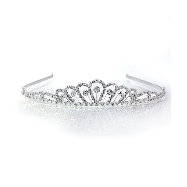 DoubleAccent Hair Jewelry Elegant Rhinestone Princess Tiara, White