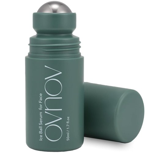 OVNOV Ice Roller Facial Serum - Cooling Roll On Serum for Face, Puffiness, Soothing, Hydrating Skin with Glacial Water, Niacinamide, Hyaluronic Acid - 1.69 fl oz / 50 ml, Korean Skincare