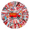 Kids Fire Truck Stickers,50Pcs Cute Cartoon Fire Fighting Engine Vehicles Vinyl Waterproof Decals,Party Decor Water Bottle Laptop Refrigerator Skateboard Sticker