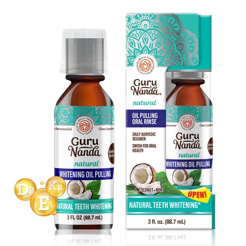 GuruNanda Coconut Oil Pulling with 7 Essential Oils and Vitamin D3, E, K2 (Mickey D), Helps with ...